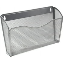 Mesh Wall File Organizer,Vertical Wall File Holder Rack,Mail Organizer for Papers,Folders,Files Clipboard & Magazine Organization.Mesh File Holder Great for Office,Home(Silver)
