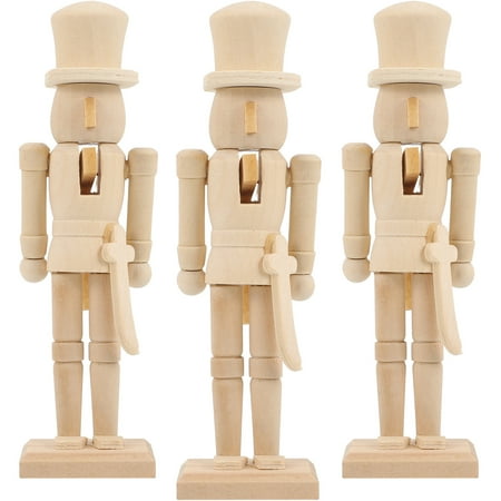

NUOLUX 3pcs Graffiti Painting Nutcracker Wooden Nutcracker Diy Unfinished Walnut Soldier