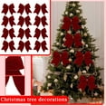 thumbnail image 2 of 12 Pcs Christmas Velvet Bows Ornaments, 6 Inch Dark Red Vintage Ribbon Bow Holiday Decor For Xmas Tree Garland DIY Craft Wrapping Gift, 2 of 5