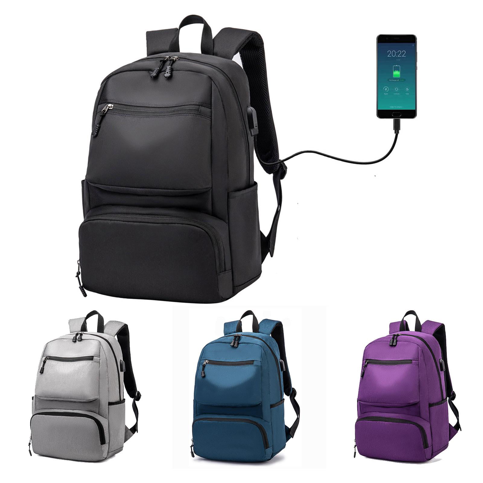USB Neutral School Leisure Backpack Oxford Canvas Laptop Fashion Men Backpack grey 12 Inches 