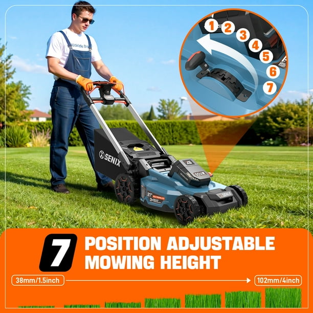 SENIX X6 60V Max* Self-Propelled Push Lawn Mower 21in Blade 22in