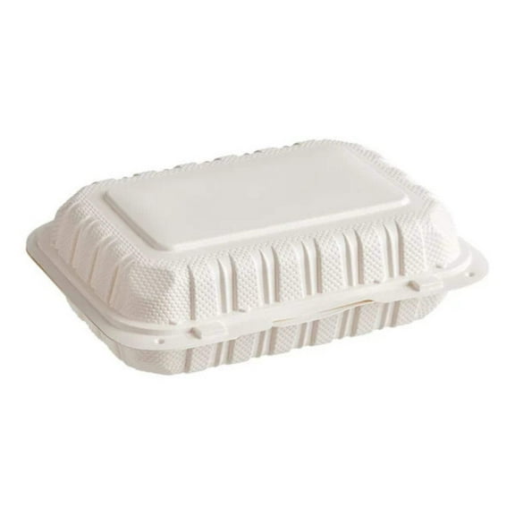 9"X6" Eco Friendly Microwavable , Food Containers with Clamshell Hinged Lid: 4CT