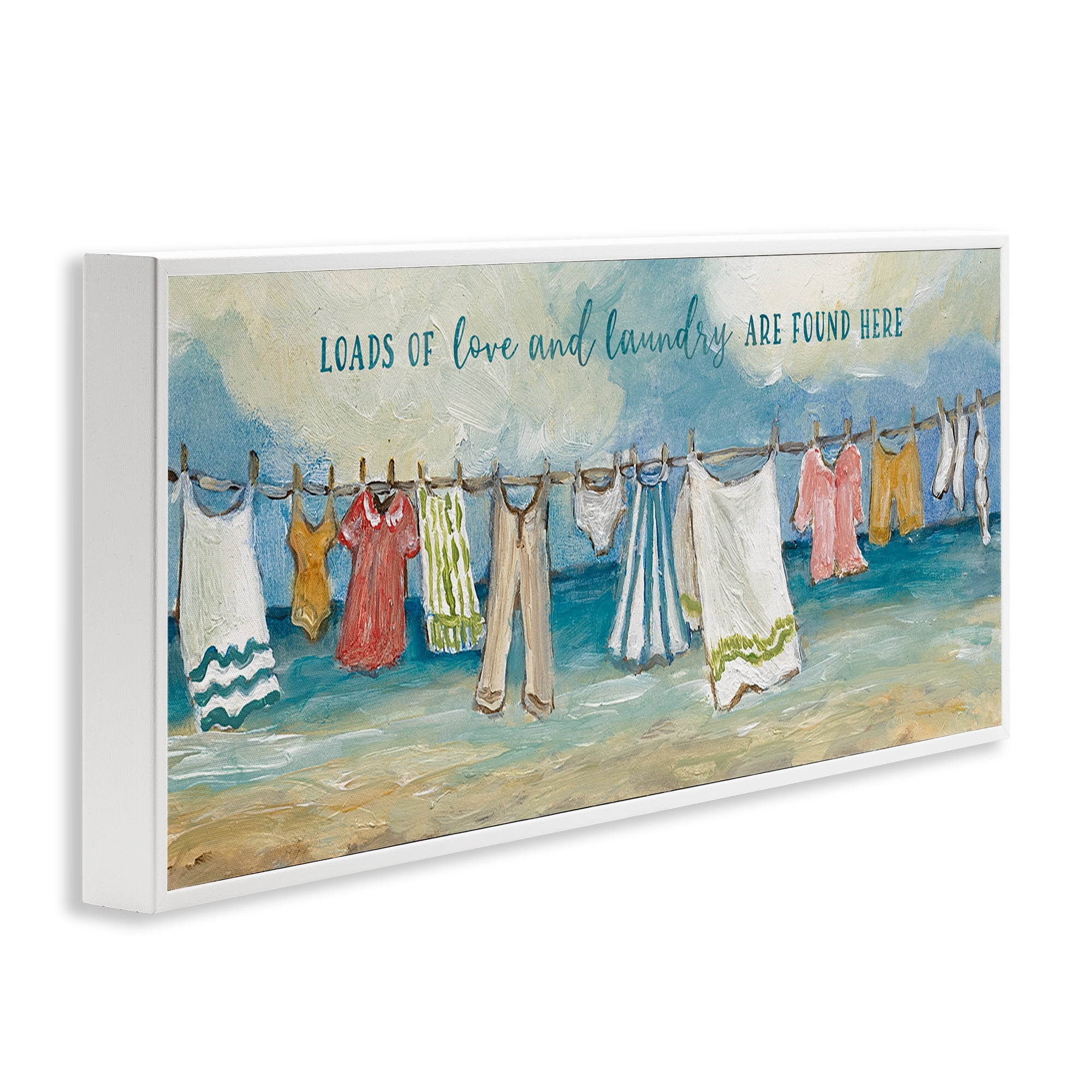 Stupell Industries Laundry By The Sea White Framed Giclee Art, design by Charlene Olson