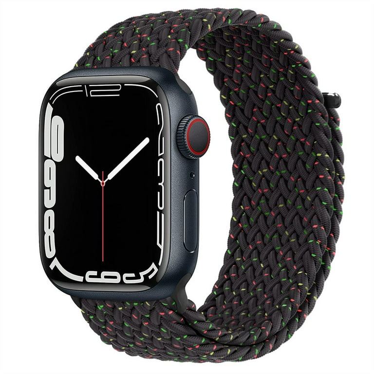Braided Solo Loop Strap for Apple Watch Band 44mm 40mm 45mm 41mm 42mm 38mm Nylon Elastic Belt Bracelet iWatch Serie 3 4 5 SE 6 7 -Black Unity
