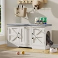 thumbnail image 2 of VEANERWOOD Farmhouse Cat Box Litter Enclosure with Cushion, Flip Top Hidden Cat Litter Box Furniture, White, 2 of 7