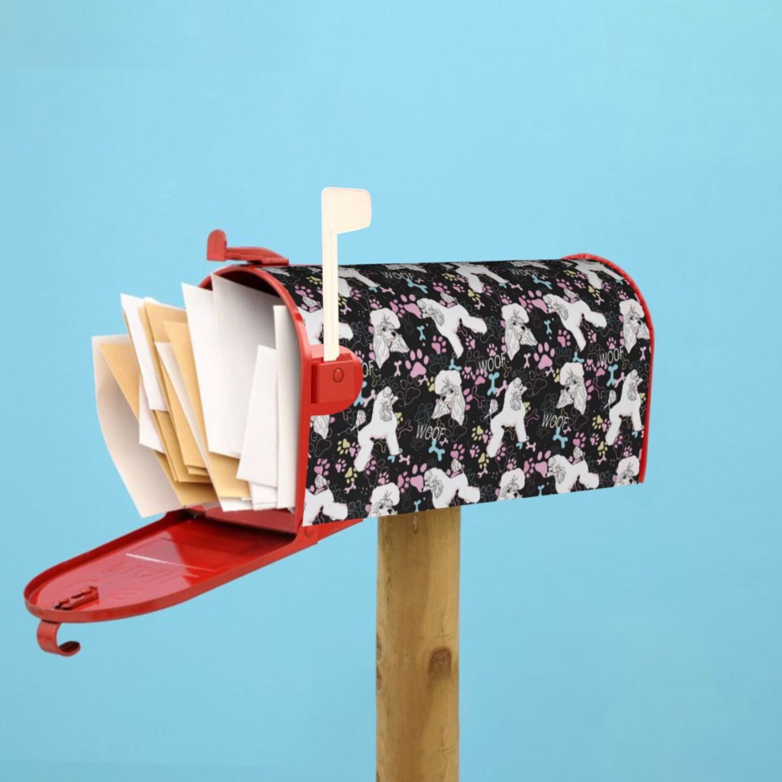 Picia Cute Poodle Dog Magnetic Mailbox Cover Standard Size-21x18 in