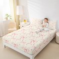 thumbnail image 4 of jejeloiu Cute Bowknot Queen Sheet Sets,Ribbon Bow Flat Sheet,Pink Yellow Stars Queen Fitted Sheet For Girls,Super Cozy Bedroom Decor,4pcs, 4 of 7