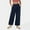 #310-Dark Blue, variant on Women's Casual Wide Leg Pants, Solid Color Cotton Linen Blend with Pockets and Elastic Waistband for Everyday Wear