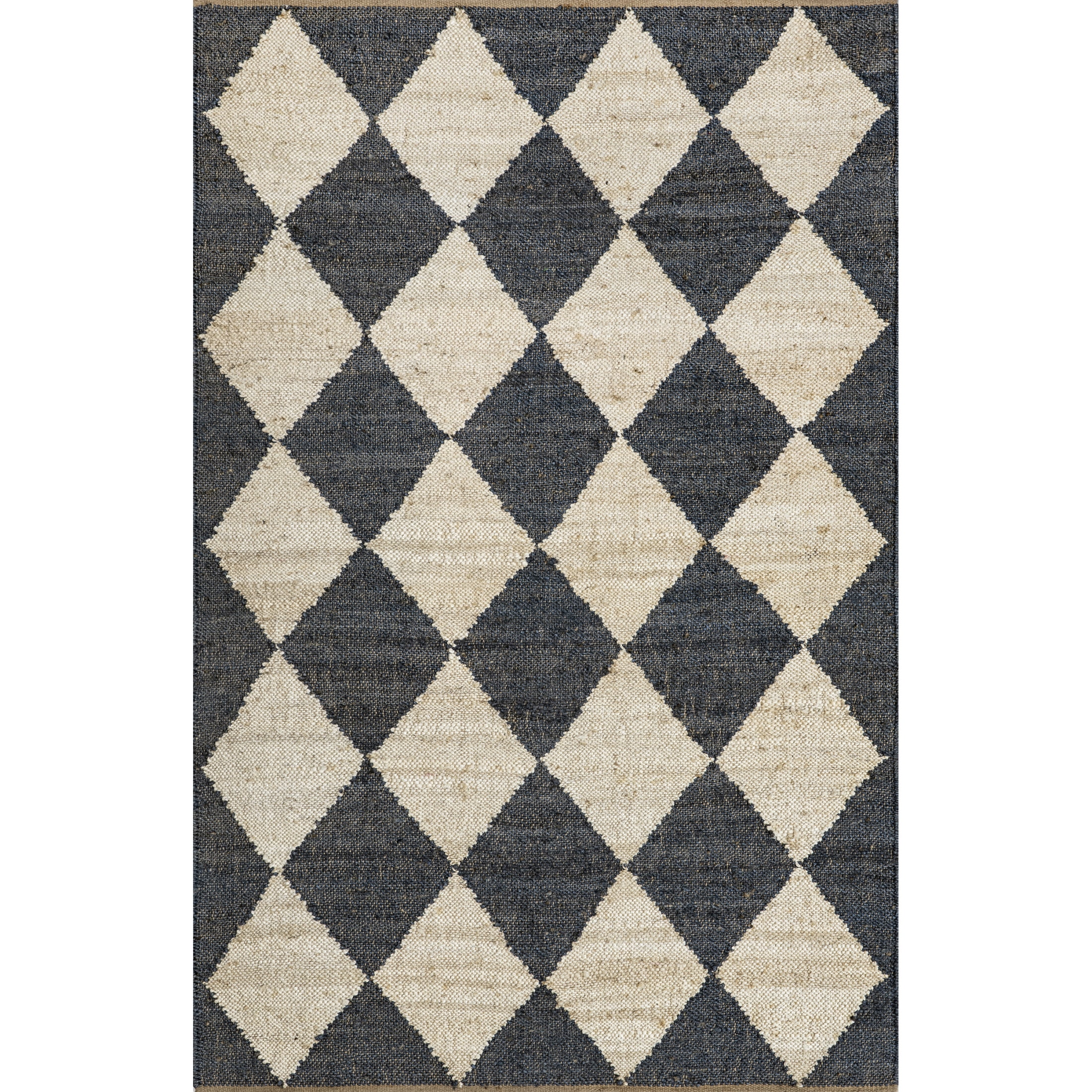 Rugs USA Louie Diamond Checkerboard Jute Area Rug, 5' x 8', Maxwelle Charcoal