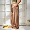 thumbnail image 7 of GERsome Womens Wide Leg Pants Soft Stretchy Drawstring Lounge Trousers with Pockets for Athletic Work Travel Brown Size M, 7 of 7