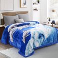 thumbnail image 3 of Marina Decoration Reversible 8 LB Oversized Heavy Woven Fluffy Plush Soft Warm Korean Style Mink 2 Ply Rich Printed Animal Flannel Fleece Throw Raschel Blanket, 78 x 86 Inch Bald Eagle Dolphin, 3 of 8