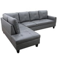 thumbnail image 4 of WRTEYEUI Convertible Sectional Sofa Couch, Faux Leather 4 Seat L-Shaped Sofa Set Modular Sofa Sleeper for Home, Living Room and Office, Diamond Pattern, Ginger, Left, 4 of 5