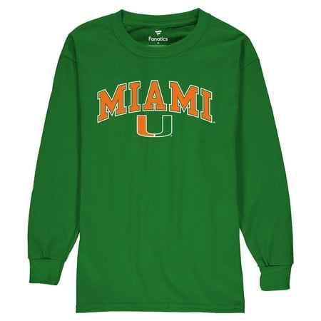 Youth Hurricane - Miami Hurricanes Fanatics Branded Youth Campus Long Sleeve T-Shirt - Green