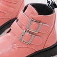 thumbnail image 5 of Girls Cute Ankle Boots PU Leather Buckle Closure Dress Booties Trendy Simple Design Low Heel Soft Sole Shoes Pink 12 Little Kids, 5 of 7