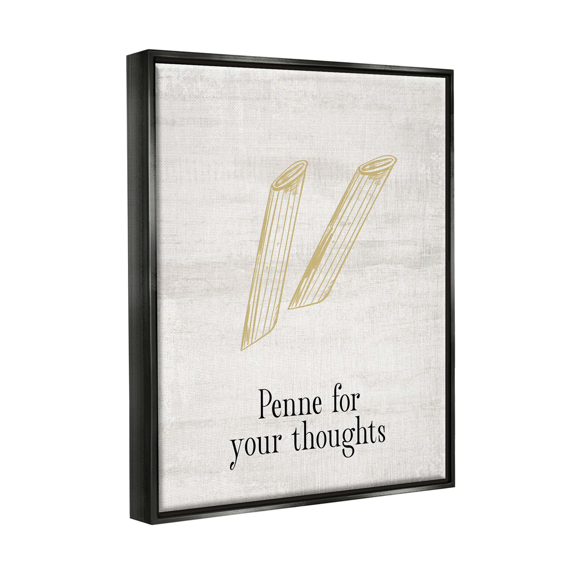 Stupell Industries Penne For Your Thoughts Humor Graphic Art Jet Black Floating Framed Canvas Print Wall Art, Design by Lil' Rue