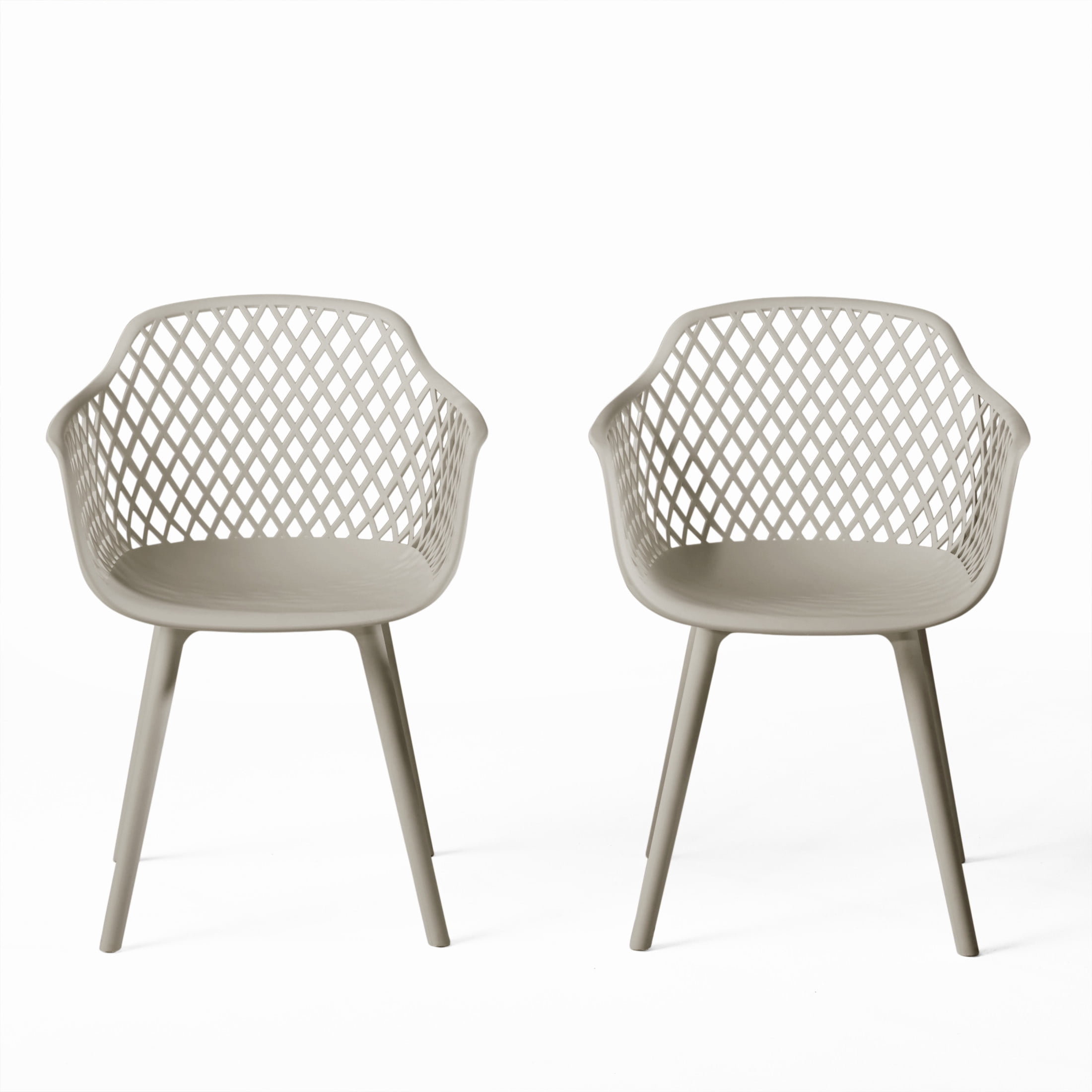 Christopher Knight Home Poppy Plastic Outdoor Dining Chairs Set of 2, Mesh Back Design, Camel