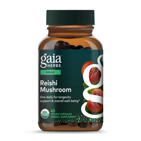 Gaia Herbs Reishi Mushroom - Traditionally Used to Support a Healthy Immune System & Heart Health - Adaptogen Herbal Supplement for Longevity Support* - 40 Vegan Liquid Phyto-Capsules (40 Servings)