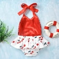thumbnail image 3 of Seyurigaoka Baby Girls Princess Sleeveless Romper with Sequins, Cherry Print, 3 of 10