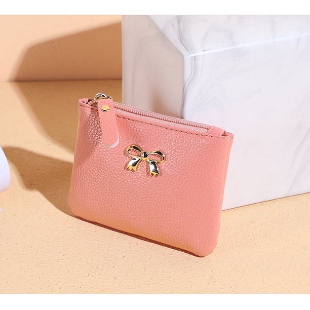 Monedero de mujer con cremallera de lichi, de piel suave, monedero, cartera, marea