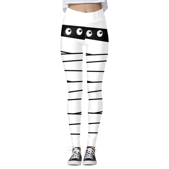 Halloween Christmas Leggings for Women High Waist Printed Yoga Pants Holiday Tights Plus Size