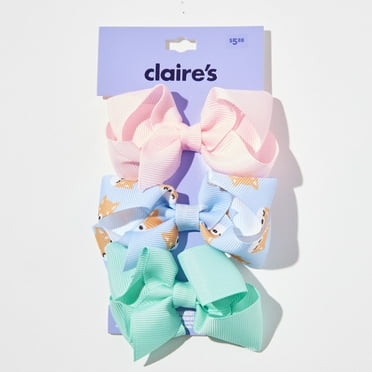 Claire's Girls Pink Blue Green Hairbows, 3-Pack, 71242