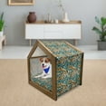 thumbnail image 3 of Geometric Pet House, Abstract Modern Future Inspiration Line Art Surreal Design, Outdoor & Indoor Portable Dog Kennel with Pillow and Cover, 5 Sizes, Pale Yellow Turquoise, by Ambesonne, 3 of 5