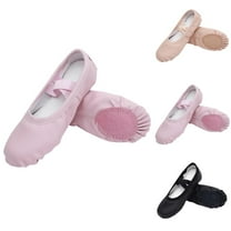 Eltusu Girls Ballet Dance Shoes, PU Breathable No Slip Comfy Ballet Slippers Practice Shoes Pink Size 2(Big Kids)