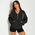 thumbnail image 3 of SUNBS Oversized Sweatshirts for women Quarter-Zip V Neck Hoodies Fleece Pullover with Thumb Holes, 3 of 8