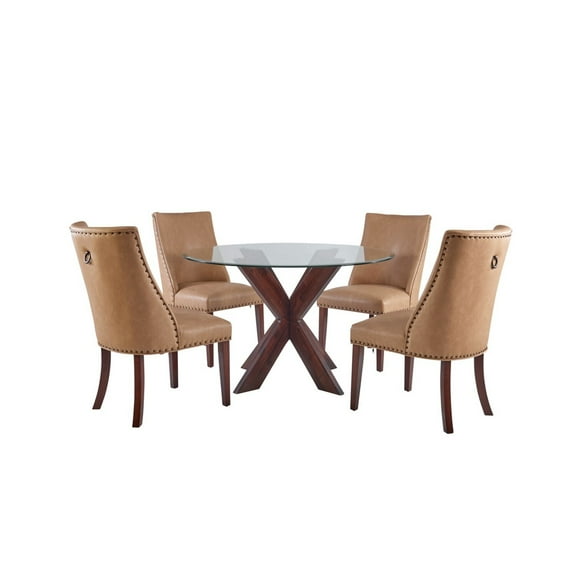 Linon Adler 5Pc Dining Set Tan Espresso