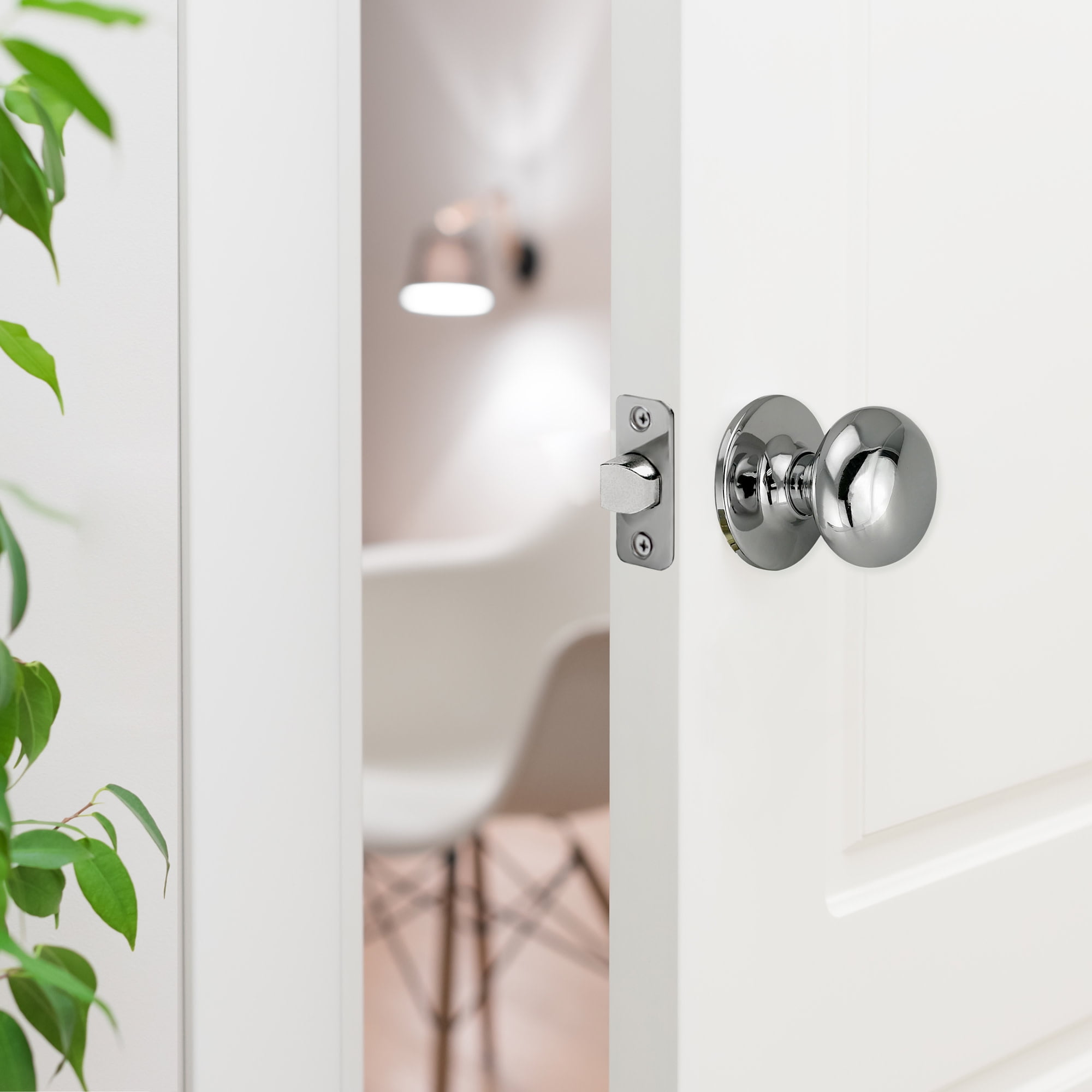Design House Cambridge Passage Hall and Closet Door 2-Way Knob, Polished Chrome