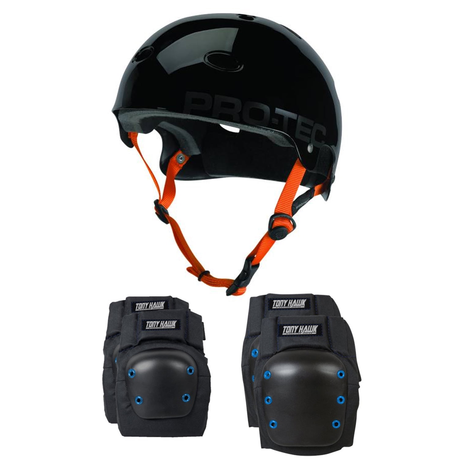 PRO TEC Skateboard Helmet B2 SKATE Gloss Black Sz SMALL + TONY HAWK