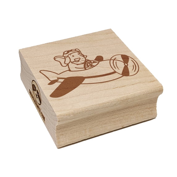 Elephant Flying an Airplane Plane Square Rubber Stamp Stamping Scrapbooking Crafting - Medium 1.75in