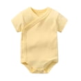 thumbnail image 2 of larppty Baby Bodysuit – Unisex Short Sleeve – Soft Cotton – Lightweight & Breathable – Snap Closure (Z05-Yellow, 0-3 Months), 2 of 5