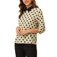 thumbnail image 4 of Allegra K Women's Contrast Peter Pan Collar Top 3/4 Sleeves Blouse Shirts, 4 of 6