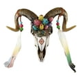 thumbnail image 3 of Rustic Corsican Ram Skull With Flowers And Dreamcatcher Feathers Wall Decor, 3 of 8