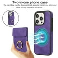thumbnail image 4 of Allytech 2 in 1 Wallet Case for Apple iPhone 12 Pro/ 12, Detachable Cards Holder with Ring Holder Stand Shokproof Compatible with Magsafe Wireless Charging Support Protective Case for Women Men-Purple, 4 of 7