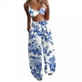 thumbnail image 2 of Women Sets Clothing Women Summer Bohemian Floral Print Crop Tops+Pants Wide Leg 2 Piece Set, 2 of 5