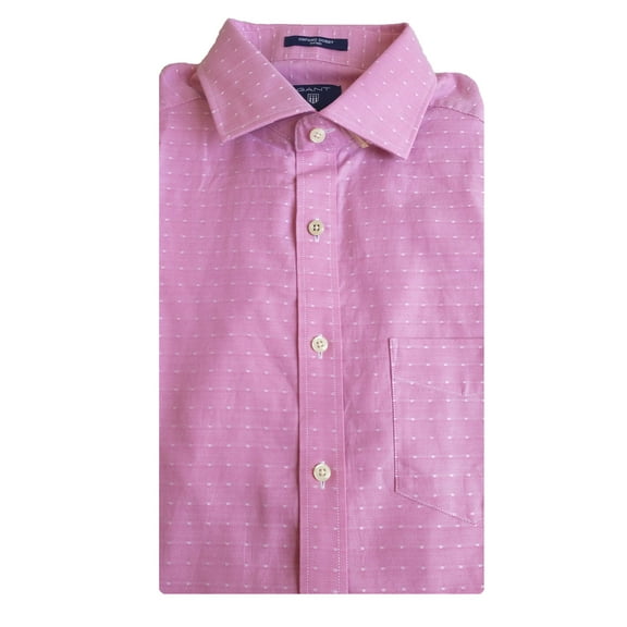 GANT Men's Rich Pink Fitted Royal Oxford Dot Spread Collar Shirt 303307 Size M