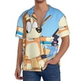 thumbnail image 7 of Lsque Bluey print Men's Cuban Collar Short Sleeve Shirt Summer Beachwear Casual Button Down Fashionable Vacation Leisure Shirt-X-Large, 7 of 7