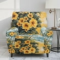 thumbnail image 2 of Ledback Hibiscus Printed Recliner Slipcovers Stretch Recliner Cover 4-Pieces Non Slip Lazy Boy Chair Cover for Pet Washable Reclining Chair Covers Easy to Install, Yellow, 2 of 8