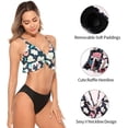 thumbnail image 3 of Attraco Women's Ruffled Bikini V-Neck 2-Piece Swimsuit Strap Swimsuit, 3 of 5