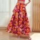 thumbnail image 5 of TaTaai Women's Vintage High Waist Boho Print Long Skirt Elastic Waist A-Line Ruffle Hem Maxi Skirt with Pockets for Everyday Casual Wear Gift, 5 of 9