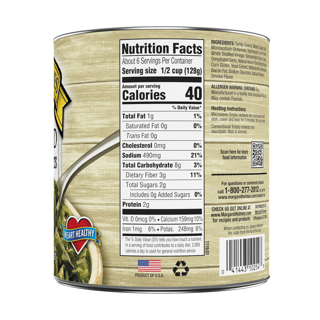 (3 pack) Margaret Holmes Seasoned Turnip Greens, 27 oz., Can