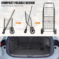 thumbnail image 4 of OUYAWEI Chariot Utilitaire Pliable et Rabattable avec Roues, Grand Panier de 22 Gallons, Roues Pivotantes à 360°, Base en Maille et Cadre Durable pour Magasinage, Épicerie, Noir, 4 of 5