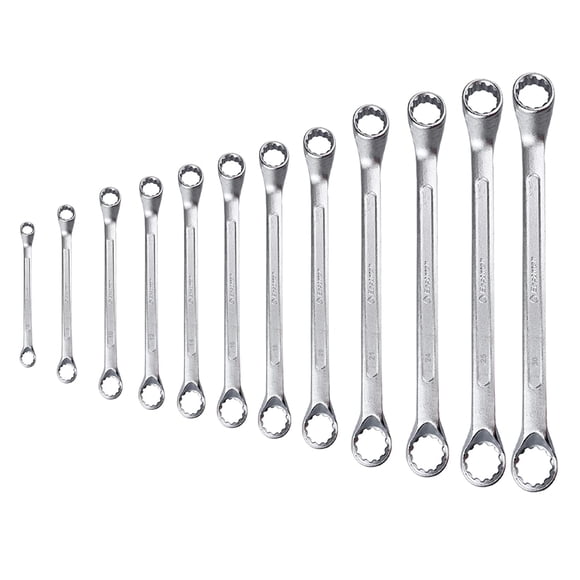 Bi-Hexagonal Ring Spanners - Shallow Offset - Crv Set | 12 Pcs, Kit-07-120sd, Automotive Spanner Kit | Chrome Vanadium Steel, Chrome Plated Ideal For Mechanical Work & Automotive Work