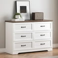 thumbnail image 6 of Homhougo Dresser for Bedroom 6 Drawer, Wood Drawer Dresser Chest of Drawers for Closet, Living Room, Hallway, Nursery, Kids Bedroom, White + Brown, 6 of 13