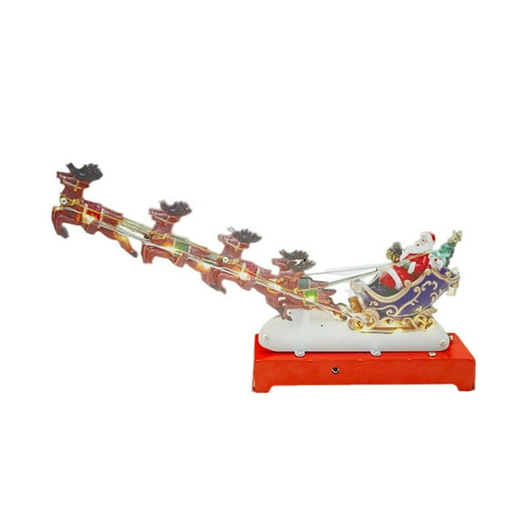AQITTI Holiday Supplies 34Cm Battery Operated Up Santas Sleigh & Flying Reindeer Scene Traditional Christmas Scenes Christmas Home Decoration