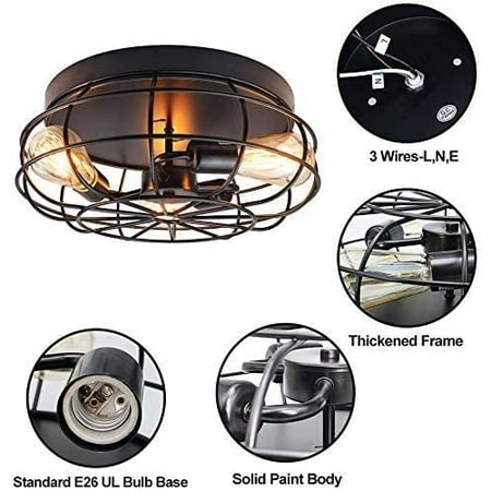 Industrial Semi Flush Mount Ceiling Light Fixtures Vintage Farmhouse Kitchen Fixture Rustic Lighting For Dinning Room Bedroom Living Ul Listed No Bulbs 14 17x6 69x14 17inch 2 Canada Light Fixture Rustic Lighting, Rustic Kitchen Light Fixtures Flush Mount