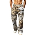 thumbnail image 2 of Mens Camo Sweatpants Wide Leg Baggy Track Pants Elastic Drawstring Waist Hunting Daily Casual Pants Bronze 3XL, 2 of 7
