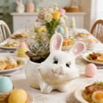 thumbnail image 6 of Gumesh 4 Inch Ceramic Bunny Planter, White Novelty Rabbit Pot with Drainage Tray, Cute Animal Shaped Flower Pot for Desktop Shelf, Easter Home Decor, 6 of 6
